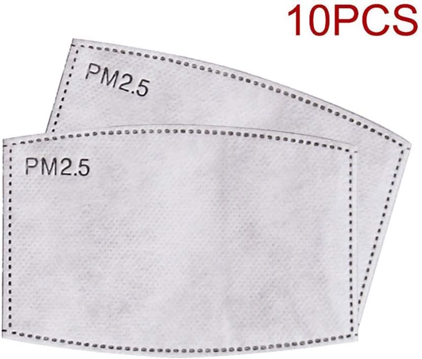 10 PCS PM2.5 Mask Filter Replaceable, 5 Layer Activated Carbon PM2.5 Filter Insert for Adults Anti Haze Dust Mask