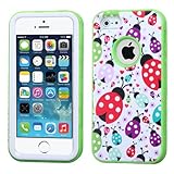For IPhone 5 Case, iPhone 5S Case, JoJoGoldStar [3 Layer Design] Triple Layer Tuff / Verge Merge Shield Heavy Duty Hard Cover Dynamic Fitted Skin Case Symbiosis Protector + Clear LCD Screen Protector + Black Touch Screen Stylus Pen Hybrid Shock-Absorption Bumper Slim Hard Back Shell Case Cover Protector Fit For Apple iPhone 5/5S/5G (Cute Ladybug Family Clan Ladybug Green Verge)