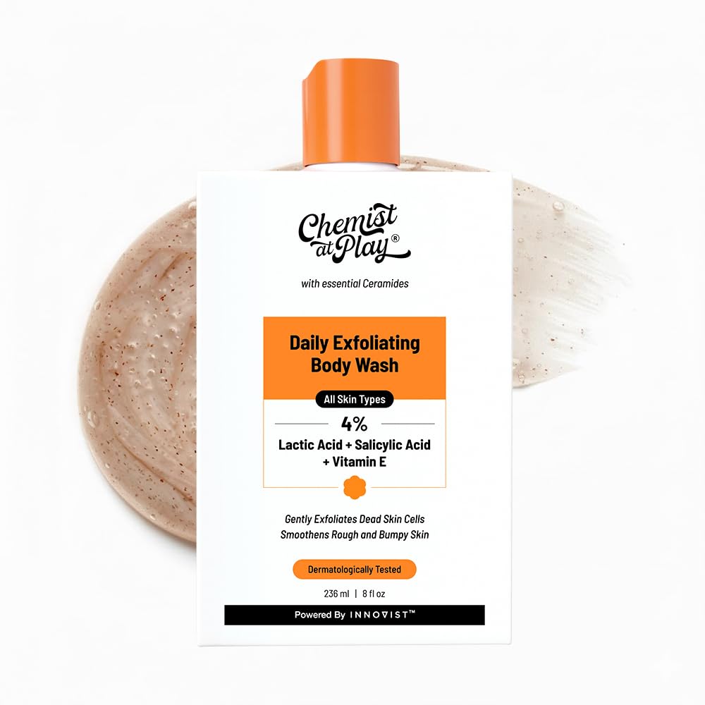 Chemist at Play Body Wash Exfoliating for Dry Rough Bumpy Strawberry Skin with 1% Salicylic Acid 2% Lactic Acid and Ceramides for Men and Women | 236 ml — image 1