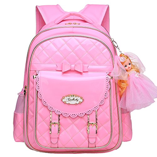 Bookbag for Girls,Gazigo Waterproof Kids Backpack with bows Back to School Gifts (Pink Princess Backpack, Small)