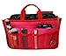 RW Collections Handbag Organizer, Liner, High Quality Nylon Multi-Pocket Purse Bag Travel Organizer Insert, 13 Compartments - Large (Red/Pink)