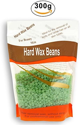 Hard Wax Beans, Amwell Natural Full-Body Hair Removal Hard Wax Beans for Facial Arm Legs & Sensitive Areas, Depilatory Pearl Hard Wax for Women Men, 300g/10oz-Greentea