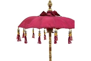 Koyal Wholesale Balinese Umbrella Stand 34-Inch Tall Red Moroccan Bali Style Home Decor, Tabletop Bali Umbrella Centerpiece Umbrella Decor