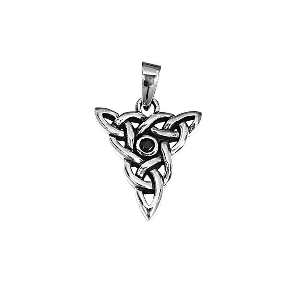 NKlaus Original 925 Sterling Silver Pendant Trinity with black stone 73