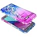 Galaxy J7 Prime Case, J7 Sky Pro /J7 V /J7 Perx/Galaxy Halo w/[Tempered Glass Screen Protector], NageBee Glitter Liquid Quicksand Sparkle Shockproof Cute Case for Samsung Galaxy J7 2017 -Purple/Blue