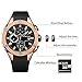 MEGIR M en Sports Quartz Wrist Watch Analogue Chronograph Luminous Auto Calendar with Black Silicone Band Rose Gold Alloy Case