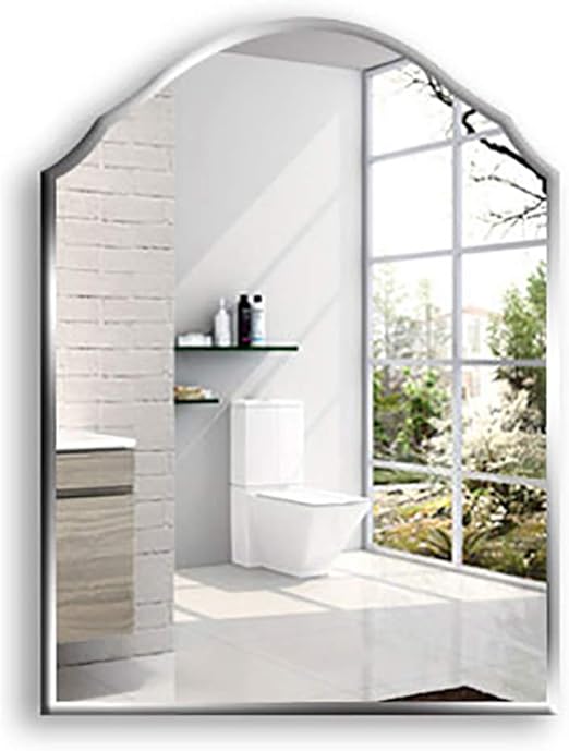Espejo De Montaje En Pared Bano Dormitorio Decoracion Sin Marco Arco Biselado Diseno De Borde Maquillaje Espejo Creativo Tamano 45 60 Cm Amazon Es Hogar