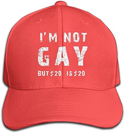 VirginiaJudson I'm Not Gay But $20 Is $20 T Lovely Cap Mens Pigment Dyed Washed Cotton Baseball Cap - Adjustable Hat Snapback Hats/Baseball Hats/Hip-Hop Cap Red