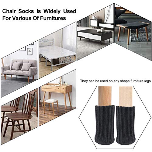 Conblomi 24 PCS Chair Leg Socks Non Slip Anti-Noise High Elastic Chair Leg Floor Protectors Caps Set, Knitted Furniture Sock fit Diameter from 1\