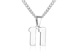 SUSOOK Number Necklace for Men Silver Athletes Number Chain Stainless Steel Charm Pendant Personalized Sports Jewelry for Men Basketball Baseball Football