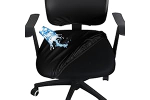 Shukii Waterproof Office Desk Chair Seat Cover PU Leather Chair Covers Stretchable Rotating Computer Chair Slipcovers Protector High Chair Cover for Office Desk Chair
