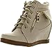 Lucky Top Girls Peter30 Kids Fashion Leatherette Lace-Up High Top Wedge Sneaker Bootie,Beige,3