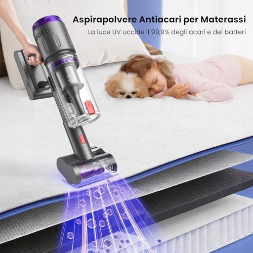 Circlio NOVAX T80 Pure Wireless Vacuum Cleaner 600W/58kPa/75 Min, Wireless Vacuum Cleaner with Folding Tube, Cordless Vacuum Cleaner for Mattresses, Carpets/Floors/Animal Hair