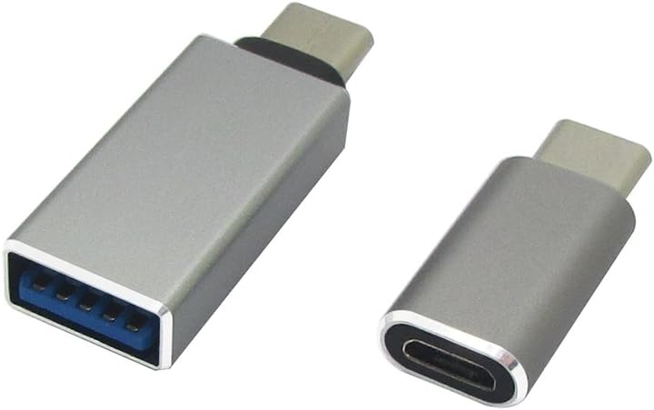 USB C Adapter[2 Pack], 4U USB C to Micro USB Female Adapter + USB 3.1 Type C to USB 3.0 Type A Female OTG Adapter Converter With Aluminium Case for MacBook Pro 2016, Google Chromebook Pixel,Galaxy S8/S8+, ZUK Z1, Mi 4C, Nokia N1, Google Nexus5x Nexus6P, Microsoft Lumia950 Lumia950XL etc -Space Gray