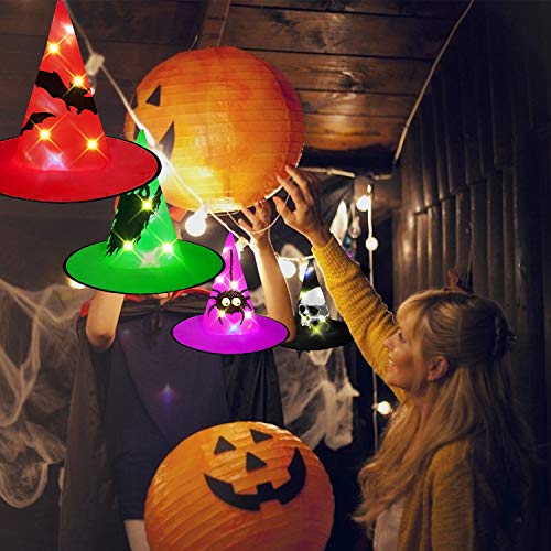 HIGBRE-Halloween-Decorations-Witch-Hats-6Pcs-Hanging-Lighted-Witch-Hat-Outdoor-Halloween-Decor-for-Tree-Porch-Yard