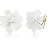 LAXPICOL Fashion Flower Clip On Earrings For Women Cute Lovely Acrylic Flower Earrings No piercing Earrings