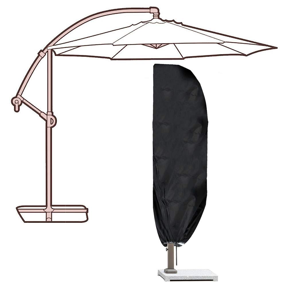 Garden Umbrella Cover Outdoor Patio Parasol 210D Rustproof Side Zipper Closure, Adjustable Drawstring (280 * 30/81/46cm)
