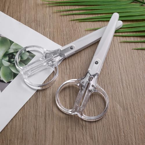 Koogel Acrylic Scissor for Craft, Stainless Steel Scissor Fabric Scissor Clear Craft Scissors for Office Home School Sewing