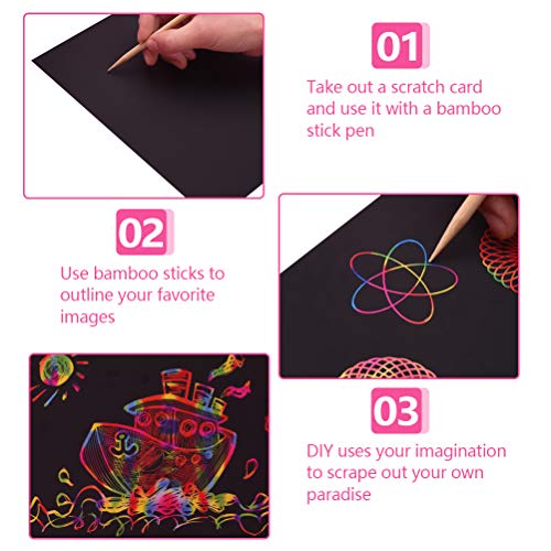 YOTINO Rainbow Painting Paper, Rainbows Scratch Paper Activity Set, Scratch Off Paper Engraving Art Set for Kids & Adults to Decorate, Arts and Crafts Gift Idea for Adult Kids - Thumbnail 3
