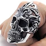 KONOV Large Biker Mens Gothic Skull Stainless Steel Ring