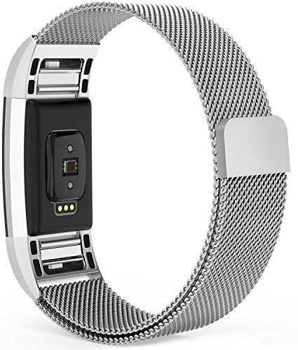 Fitbit Charge 2 Bands, Fitbit Bands Milanese Loop Metal Stainless Steel Replacement Accessories Bracelet Strap with Magnet Lock for Fitbit Charge 2 HR Men/Women Small Large Black Silver Gold