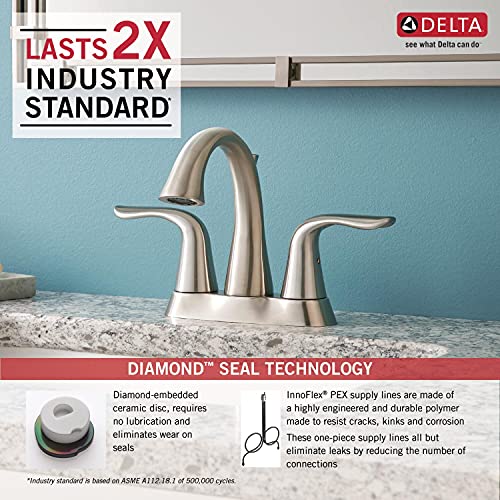 Delta Faucet Lahara Centerset Bathroom Faucet Brushed Nickel, Bathroom