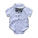 Baby Boys Short Sleeve Gentleman Outfits Suits, Infant Blue Shirt+Bib Pants+Tie Overalls Clothing Set