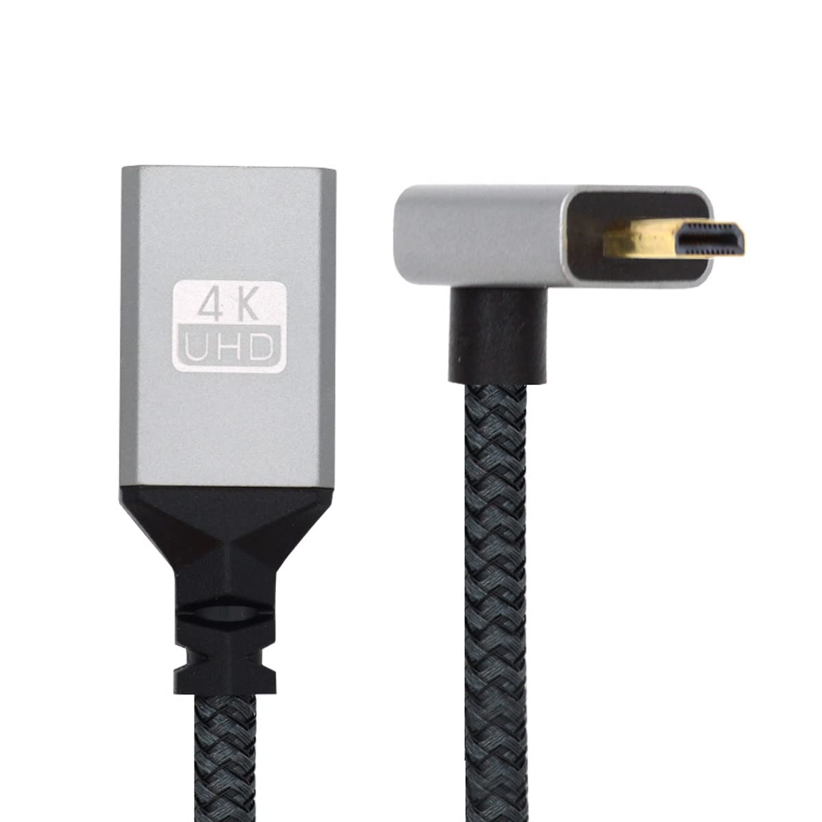CY 4K Cable Type-D Micro HDMI 1.4 Male 90 Degree Up Angled to HDMI Female Extension Cable for DV MP4 Camera DC Laptop HDTV