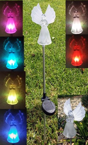 Color Changing LED Angel with Fiber Optic Yard Stick