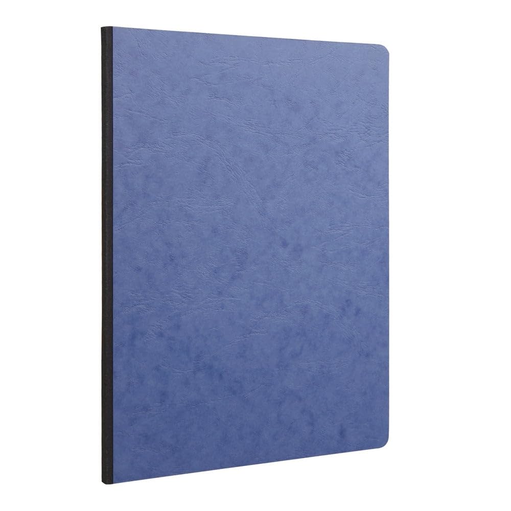 Clairefontaine 791424C Age Bag Collection - Sewn Notebook with Blue Cloth Spine - A4 21x29.7cm - 192 Small Square Pages - 90g White Paper - Leather Card Cover