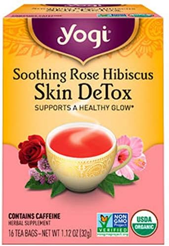 Yogi Tea - Skin DeTox - Soothing Rose Hibiscus - 16 Tea Bags - (6 Pack) - 1.12 Oz