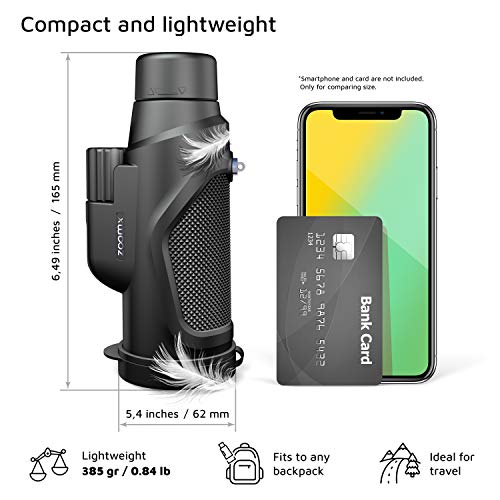 Stellax, ZoomX Monocular Compact Upgraded 2020 Waterproof/Fogproof - BAK4 Prism, FMC lenses covering with Tripod and smartphone adapter - Thumbnail 7