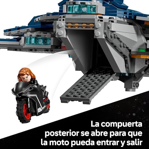 Marvel Quinjet de Vengadores: La Era de Ultrón - Avión de Juguete de Superhéroes con Moto y 5 Minifiguras inc. Iron Man, Viuda Negra y Ojo de Halcón - Regalo para Niños y Chicos de 12+ Años 76325