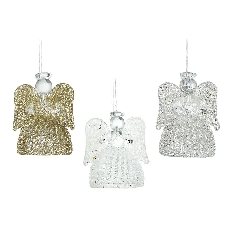 Heaven Sends Set of Three Glass Angels Christmas Tree Decorations