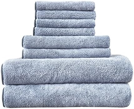 Foreverwedding 10 Colors Quick Drying Towels (2 Bath Towels, 2 Hand Towels, 2 Wash Cloths) 8 Pices Towel Grey