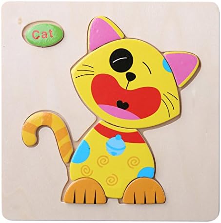 One Set Kids Jigsaw Puzzle Cartoon Animals Wooden Kids Education Learning Toys (Cat)