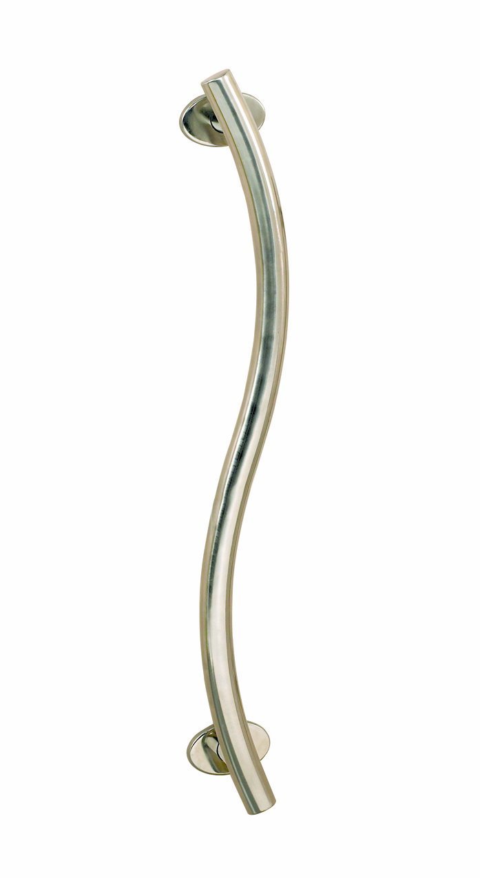 Homecraft Grab Rails with Polished Stainless Steel, Safety Support Grab Bar for Bathroom and Around the Home, Mobility Aid for Elderly, Disabled, and Handicapped, Curved, 610 mm