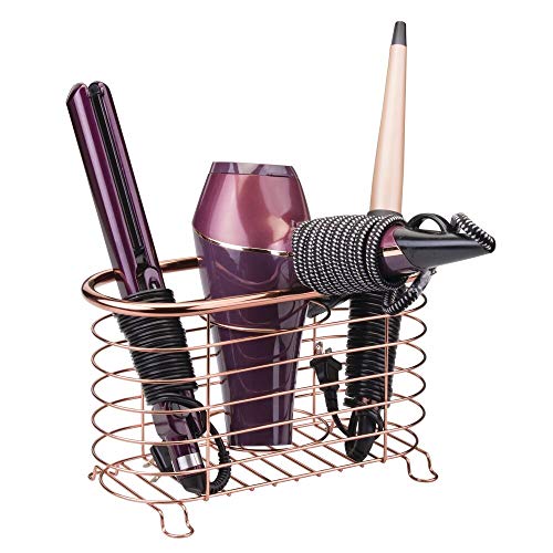 image for mDesign Metal Wire Hair Care & Styling Tool Organizer Holder Basket - 