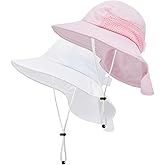 Toddler Baby Sun Hat Kids Summer UPF 50+ for Boys Girls Adjustable Beach Hats with Bucket Wide Brim