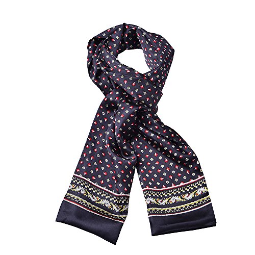 Fashion Cute Pattern Men Silk Scarf Double Layer Silk Satin Neckerchief (Black)