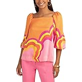 Trina Turk Women's Printed Square Neck Blouse