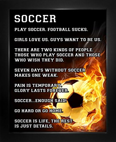 Framed Soccer Player Fire 8” x 10” Sport Poster Print