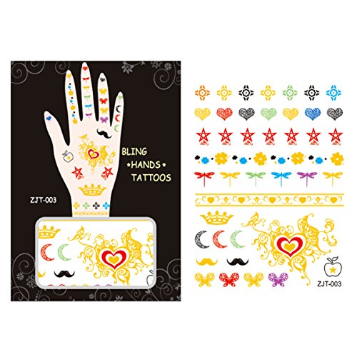 AllyDrew Metallic Body Art Hand Tattoos, Romantic