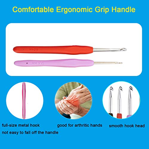 Ctcwsh Full Size Crochet Kit with Case,56Piece Ergonomic Crochet Hook