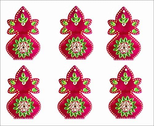 DivyaKala/ Pooja essential / Kankavati /Acrylic Kalash-Kumkum Box Pack Of 6/ India / kankavati/ (Dk24, 7.62 Cm X 5 Cm, Pink)