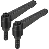 uxcell 2pcs Adjustable Clamping Lever Handle M8 x 20mm Metric Black Oxide Carbon Steel Male Threaded Stud Hand Knobs Rotating Screw Handles Bolts with Locking Lever Black
