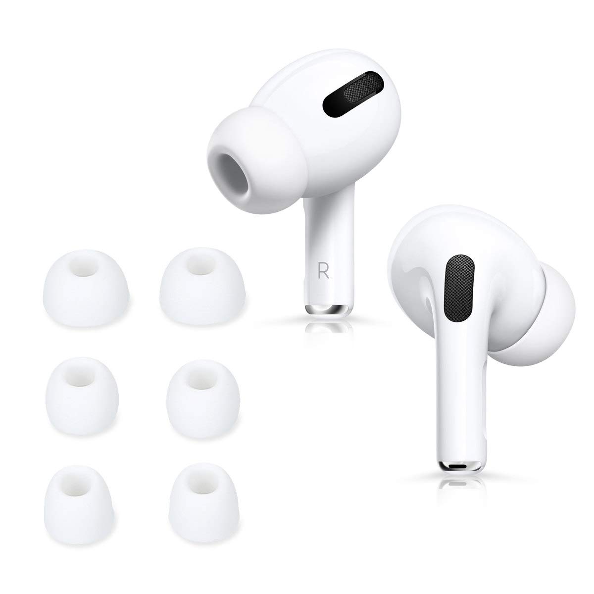 kwmobile 6x Replacement Ear Tips Compatible with Apple Airpods Pro 2 / Pro 1 - Silicone Tips for Earphones - White