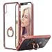 iPhone X Case, Thin Clear Luxury TPU Rose Gold Bumper Case Cover with Built-in Ring Grip Holder for Apple iPhone X - Rose Gold