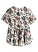 SheIn Women's Loose Ruffle Hem Peplum Short Sleeve Blouse Top One-Size Palm Leaf