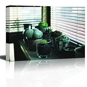 Canvas Wall Art Cactus Indoor Painting Artwork for Home Prints Framed - 12x18 inches